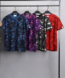 Designer Mens Shark T Shirt Womens Camouflage Print Short Sleeves Cotton Young Students Tees Asian Size M-XXXL w4Sm#