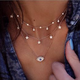 Pendant Necklaces 2023 Crystal Eyes With Stars Multistory Necklace Set Jewellery Gifts For Women