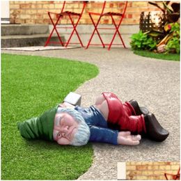 Garden Decorations Funny Drunk Dwarf Scptures Creative Slee Gnomes Decoration Statue Figurines Miniature Landscape Ornaments Drop Deli Dhble