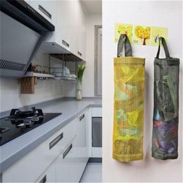 Storage Bags Useful Fashion Hanging Breathable Plastic Grid Garbage Bag Grocery Sundries Organizers Kitchen Bathroom Bag.