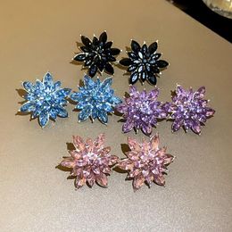 Stud Earrings Super Shiny Multicolor Crystal Flower For Women Elegant Unique Party Wedding Jewelry Gift Pendiente Mujer