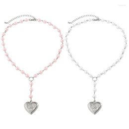 Chains Fashionable Pearl Heart Chain Necklace For Stylish Ladies Beaded Choker Dropship