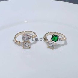 Band Rings NEW Elegant Geometric Wedding Brand Rings for Women Cubic Zircon Finger Rings Beads Charm Ring Bohemian Beach Jewellery Gift J2163 J230819
