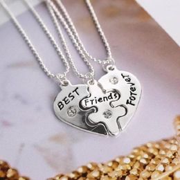 Colares pendentes 3pcs/cet amigo Broken Heart Colar Friends Forever Stitching Set BFF Jewelry Gift