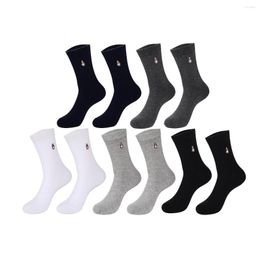 Men's Socks 5 Pairs Casual Business Solid Colour Sports Medium Tube Breathable Cotton Dog Head