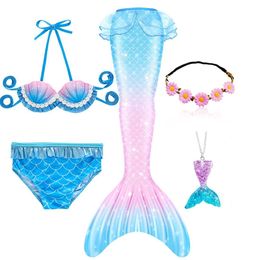 Cosplay Girls Mermaid Tails Swimming Swimwear Swimmable Beach Clothes Little Children Swimsuit Kids Halloween Costumes 230818