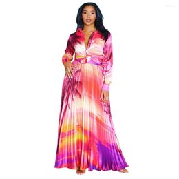 Casual Dresses Dress For 2023 Style Korean Fashion Set Kaftan Beach Ladies Women Pareo Party Long Sleeve Printing Pressure Plait