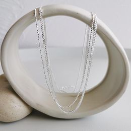 Chains S925 Silver Double Sparkling Necklace Female Ins Wind Original Trendy Clavicle Chain Basic Daily Commute