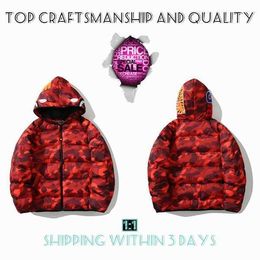 Mens Jacket Women Down hooded Warm Parka Men Red Puffer Jackets crocodile Print Clothing Outwear Windbreaker Winter Veste For male couples Short designer Coats