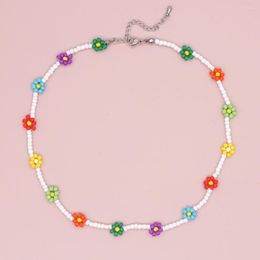 Choker YASTYT Y2K Style Daisy Flower Beaded Necklace For Women - Colorful Collar With Stainless Steel Clasp Fashionable Jewelry
