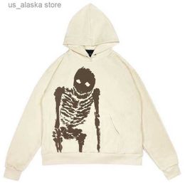 Men's Hoodies Sweatshirts Y2k Oversized Hoodie Loose Skull Print Harajuku Casual Women Men Clothing Punk Hip Hop Personality Sweatshirt Streetwear T230819