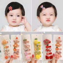 Hair Accessories H143 Baby Girl Clips European Style Lovely Fruit Bow Pin Cute Full Fabric Bang Side Clip Kawaii