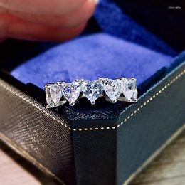 Cluster Rings SpringLady 925 Sterling Silver Sparkling Full Heart High Carbon Dimond For Women Engagement Wedding Fine Jewellery