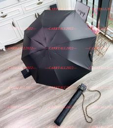 2023 Luxury C Umbrella Classic black Long Umbrella folding For Women summer Fold Fashion Umbrella Rain Umbrella VIP gift with PU case gift packing CH552681256