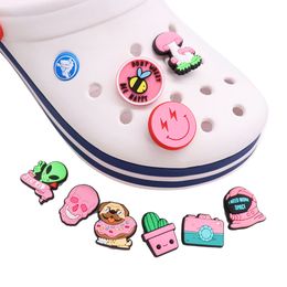 Shoe Parts Accessories Smile Face Pink Dogs Plants Camera Skl Alien Pvc Garden Charms Shoes Decorations Clog Jibz Diy Wristband Part Otc3U