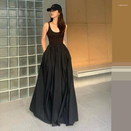 Casual Dresses Design French Vintage Black Long Maxi Dress Knitted Patchwork Thai Tourism Wear Beach Holiday Sundress Floor Length