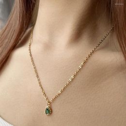 Pendant Necklaces Temperament Green Natural Stone Necklace For Women Collar Stainless Steel Chain Gold Colour Commuting Vintage