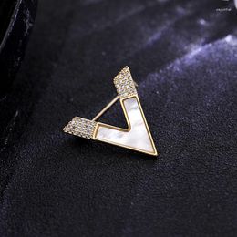 Brooches Full Shine Crystal Luxury Shell Women Fashion V Letter Badge Pins Brand Men Jewelry Accessories Z259