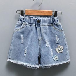 Shorts 2023 Summer Girls Denim Teenage Girl Casual Fashion Kids Children Flowers Embroidery Jean Short For U64