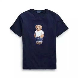 T-shirt 100% de algodão 100% de algodão com estampa de urso americano Camiseta casual de manga curta de manga curta