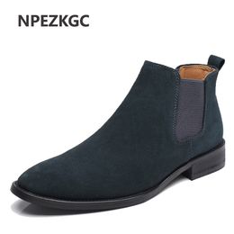 Boots Chelsea Men Shoes Suede Leather Men's Ankle British Style Autumn for male Pointed Toe Zapatos Hombre 230818