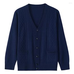 Men's Sweaters Knitted Sweater Men Fashion Autumn Winter Mens Cardigan With Wool Casual V-neck Jacquard Coat