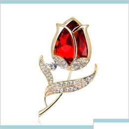 Pins Brooches Crystal Tip Brooch Pins Gold Diamond Flower Dress Business Suit For Women Fashion Jewellery Will And Sandy Zbr9E Qjmiy Dr Dhzag