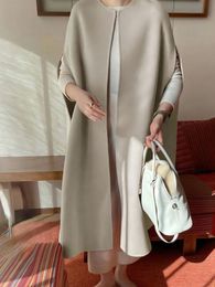 Womens Wool Blends EWQ Spring Autumn Woolen Women Coat Elegant Japan Style Vintage Jackets Thick Sleeveless Work Korean Clothing 940 230818