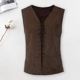 Men's Vests Slim Fit Vest Medieval-inspired Pirate For Men Lace-up Solid Colour Tank Tops Cosplay Halloween Parties