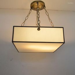 Pendant Lamps Modern Creative Simple European Classical Staircase Corridor Household Glass Square Chinese Reverse Hanging Ceiling Lights