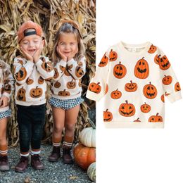 T shirts 06 30 Lioraitiin 1 5Years Toddler Girls Boys Halloween Sweatshirt T Shirts Long Sleeve Pullover Pumpkin Outwear 230818