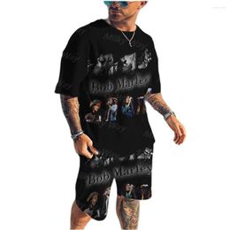 Men's Tracksuits Men Summer Beach 3D Printing T-shirt Suit Sportswear Oversized Clothing Tops Shorts Street Casual Two Piece Fashion Set