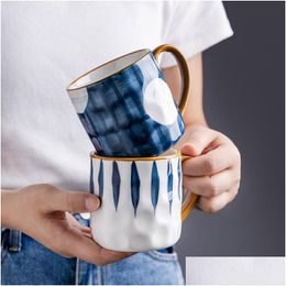 Mugs 350Ml Japanese Ceramic Mug Underglaze Office Home Milk Coffee Cup Bumpy Surface Handgrip Microwave Safe Drop Delivery Garden Kitc Dhgt9
