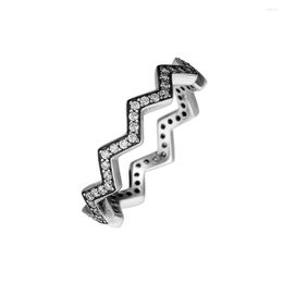 Cluster Rings CKK 925 Sterling Silver Shimmering Zigzag Ring For Women Original Jewellery Making Fashion Anniversary Gift