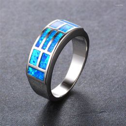 Wedding Rings Vintage Male Female Square Opal Stone Jewery Dainty Silver Colour For Women Men Classic Bridal Engagement Big Ring