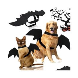 Dog Apparel Black Pet Cat Bat Ghost Puppy Animal Cosplay Clothes Wings Halloween Costume Drop Delivery Home Garden Supplies Dh2Ds