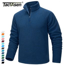 Men's Sweaters TACVASEN 14 Zipper Collar Spring Fleece Mens Warm Sweatshirts Breathable Casual Sports Hiking Turtleneck Pullover Tops 230818