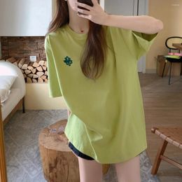 Men's T Shirts T-shirt Summer Floral Letter Print Women Loose Green White Colour Round Neck Short Sleeve Cotton Tshirt 2023 Korean Style