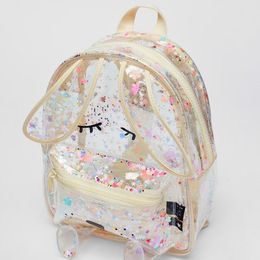 Evening Bags Summer sequins glittering bunny shape transparent backpack shopping glitter cute children ladies shoulder bag 230818