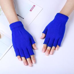 Disposable Gloves Women Men Winter Warm Knitted Fingerless Half Finger Knit Mitten