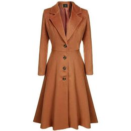 Womens Wool Blends Elegant Women Mix Warm Winter Long Coat Neck Back A Breast Woman Office Work Swing Female Overcoat Manteau FZ764 230818