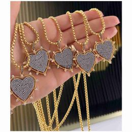 Pendant Necklaces 5PCS Gold Copper 18K Gold Plated Zircon Heart Pendant Stainless Steel Chain Necklace Fashion Fine Jewellery For Women Wedding J230819