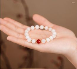 Charm Bracelets Pure Silver White Jade Red Agate Beaded Bracelet Female 2023 Fashion Ie Light Luxury Temperament Jewelry