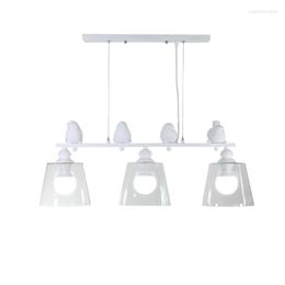 Pendant Lamps Cross-border Nordic Style Personality Creativity Three-headed Bird Chandelier Dining Room Living Study Bedroom Glass