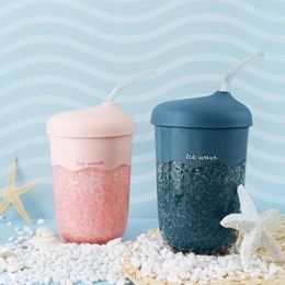 Water Bottles Fashion Gradient Colour Korean Version Of Anti-choking Summer Drinking Wave Straw Cup Large-capacity Home Office