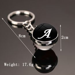 Keychains Lanyards Fashion Glass Ball Pendant Keychain Dainty Initial Personalised Letter Name Key Chain For Women And Man Jewellery Acc Smtgj