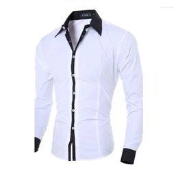 Camicie casual da uomo bella camicia da business contrasto colore a maniche lunghe coreane formale per uomini