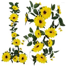 Decorative Flowers 2pcs Artificial Sunflower Vine String For Flower Arrangem Plant Wall Wedding Party Arch Home Garden Al