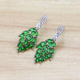 Dangle Earrings Green Cubic Zirconia Drop 925 Sterling Silver Earring Jewelry For Ethnic Women