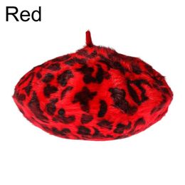 2023 New Berets French Style Beanie Hat Winter Warm Leopard Print Beret For Women